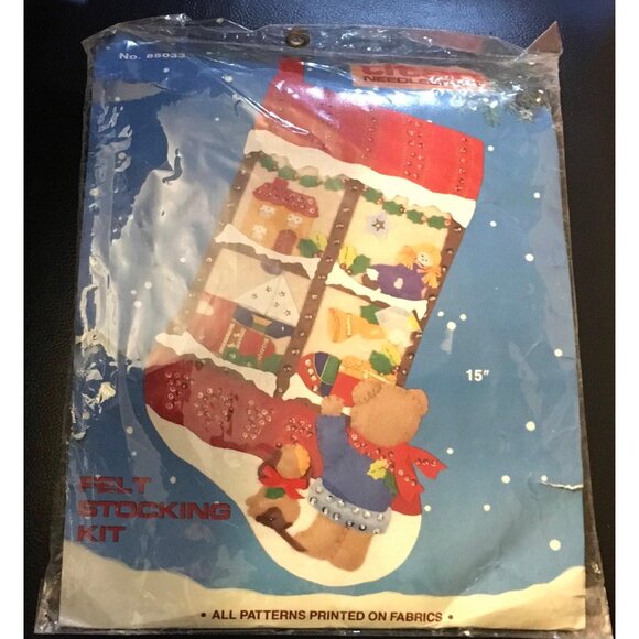 Titan 85033 Christmas Felt Stocking Kit 15 " Teddy Bear Dog Toys Boat Dog - Picture 1 of 2